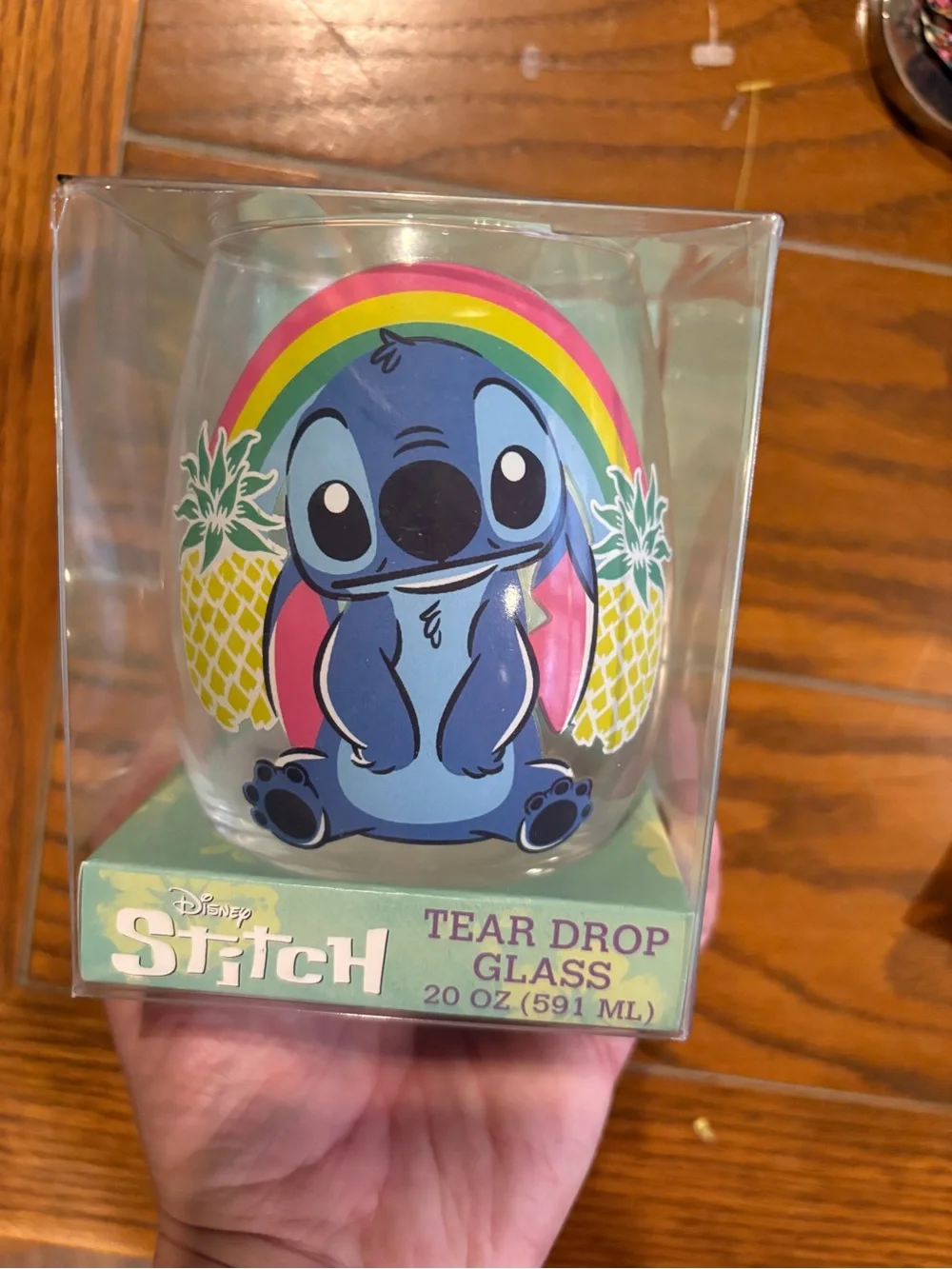 Disney Stitch Rainbow Pineapple Stemless Glass - Blue